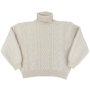 Vintage Studio Michelle Stuart Chunky Knit Sweater Womens MED Ivory Fishermans